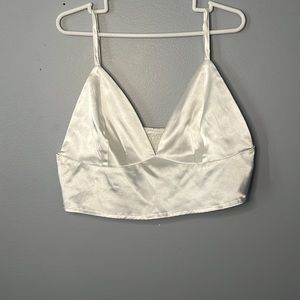 White V-Neck Silk Tank Top